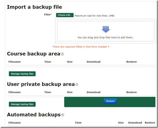 Moodle File Restore